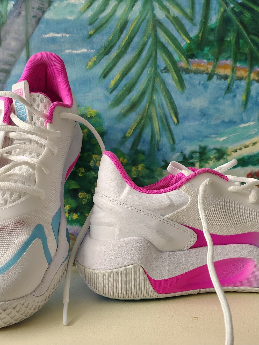 Under Armour Women’s White Pink Teal Athletic Sneakers - Picture 2 of 5